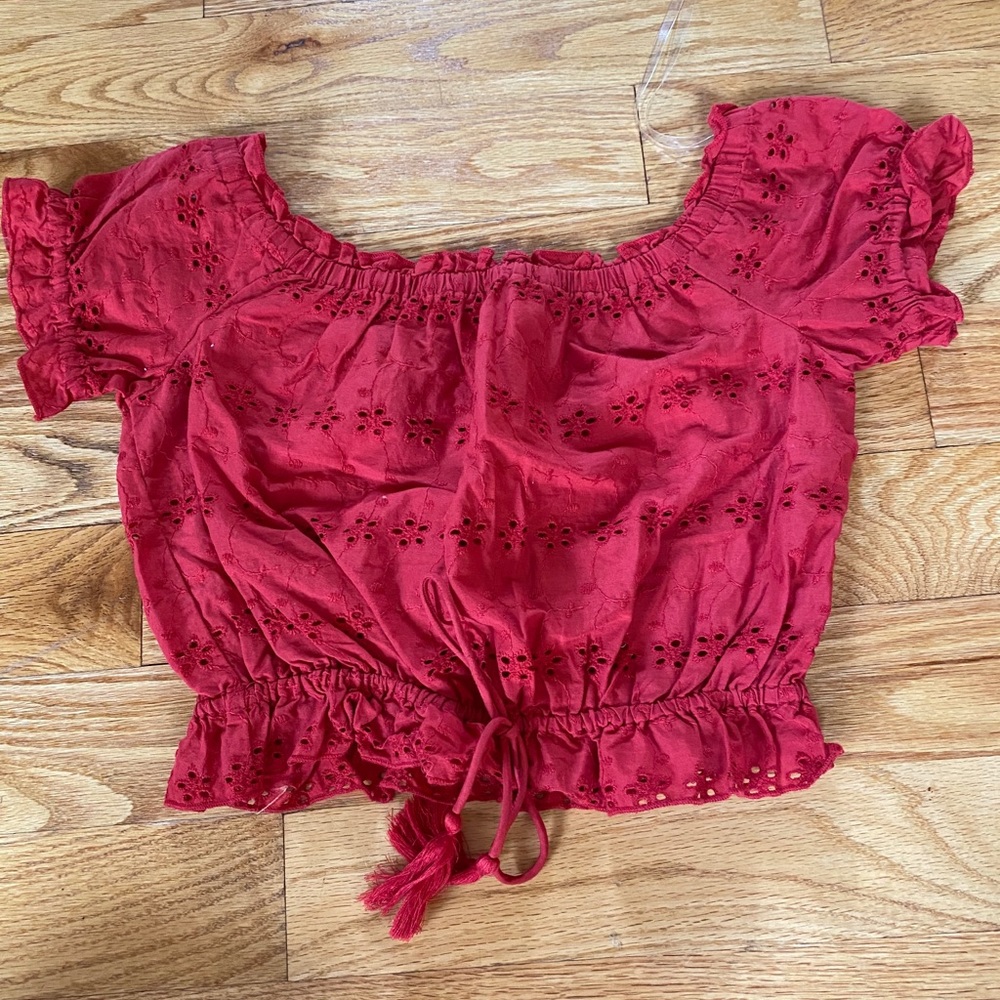 Red Crop top Blouse